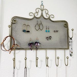 World Market pewter wall hanging jewelry organizer